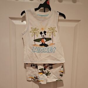Mickey Mouse Surfing Tank Top and Shorts Set